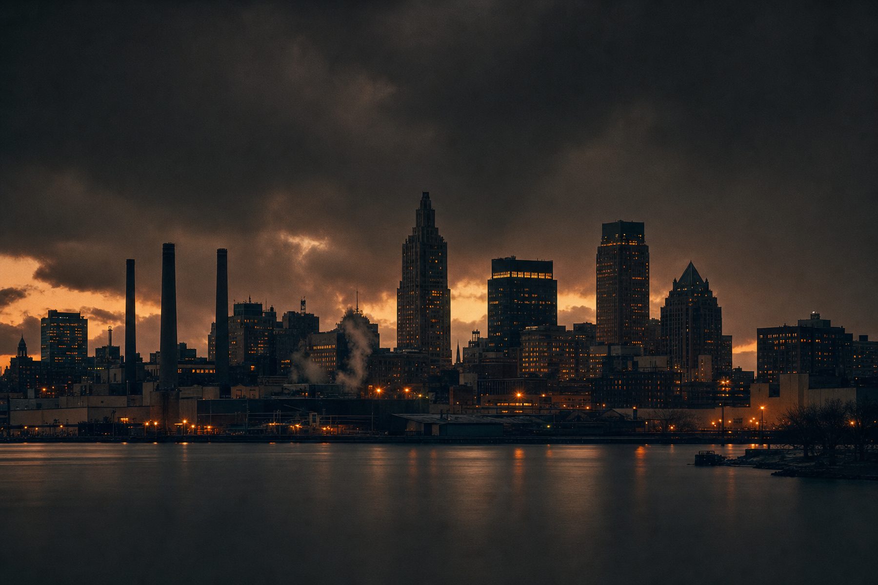 Northeast city skyline at dusk
